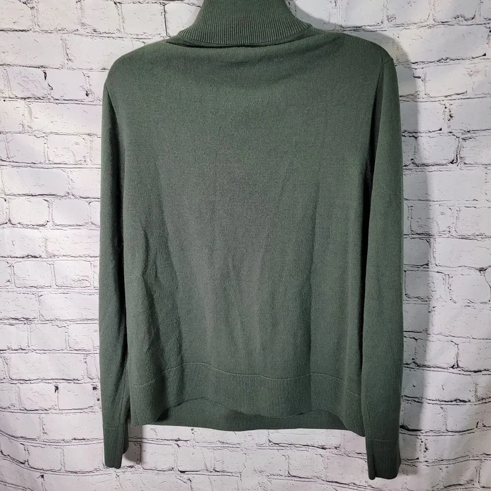 J.Crew Quarter Zip Sweater Mens Large Olive Green Excellent Merino Wool BB697